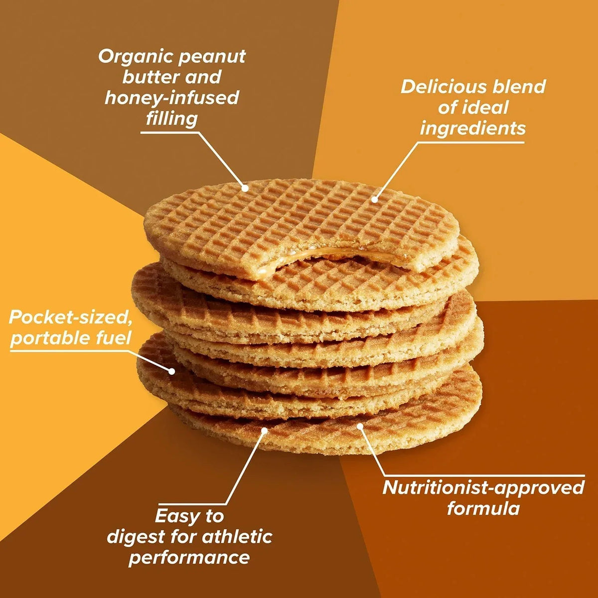 Honey Stinger Organic Energy Waffle, Peanut Butter, Caffeine Free Healthy Snack, 1.06 oz.,12 pk.