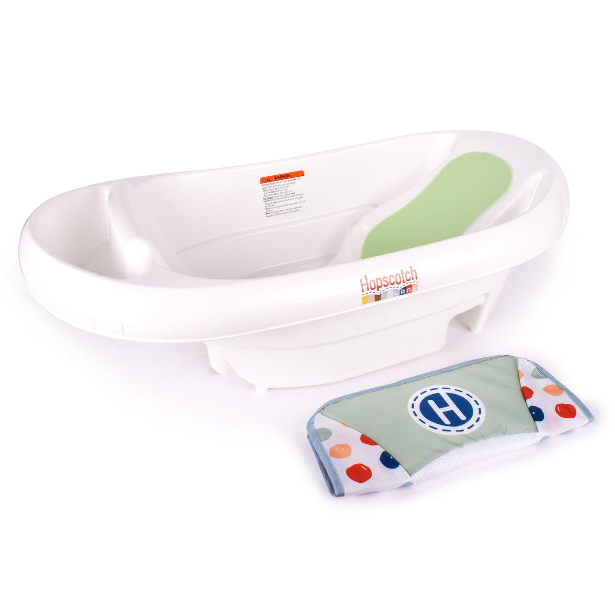 Hopscotch Lane 3-in-1 Baby Bathtub with Sling, White, Newborn to Toddler, Ages 0+ Months