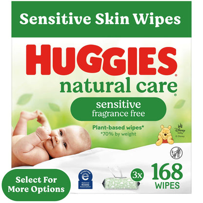 Huggies Natural Care Sensitive Baby Wipes, Unscented, 1 Flip-Top Pack, 56 Count (Select for More)