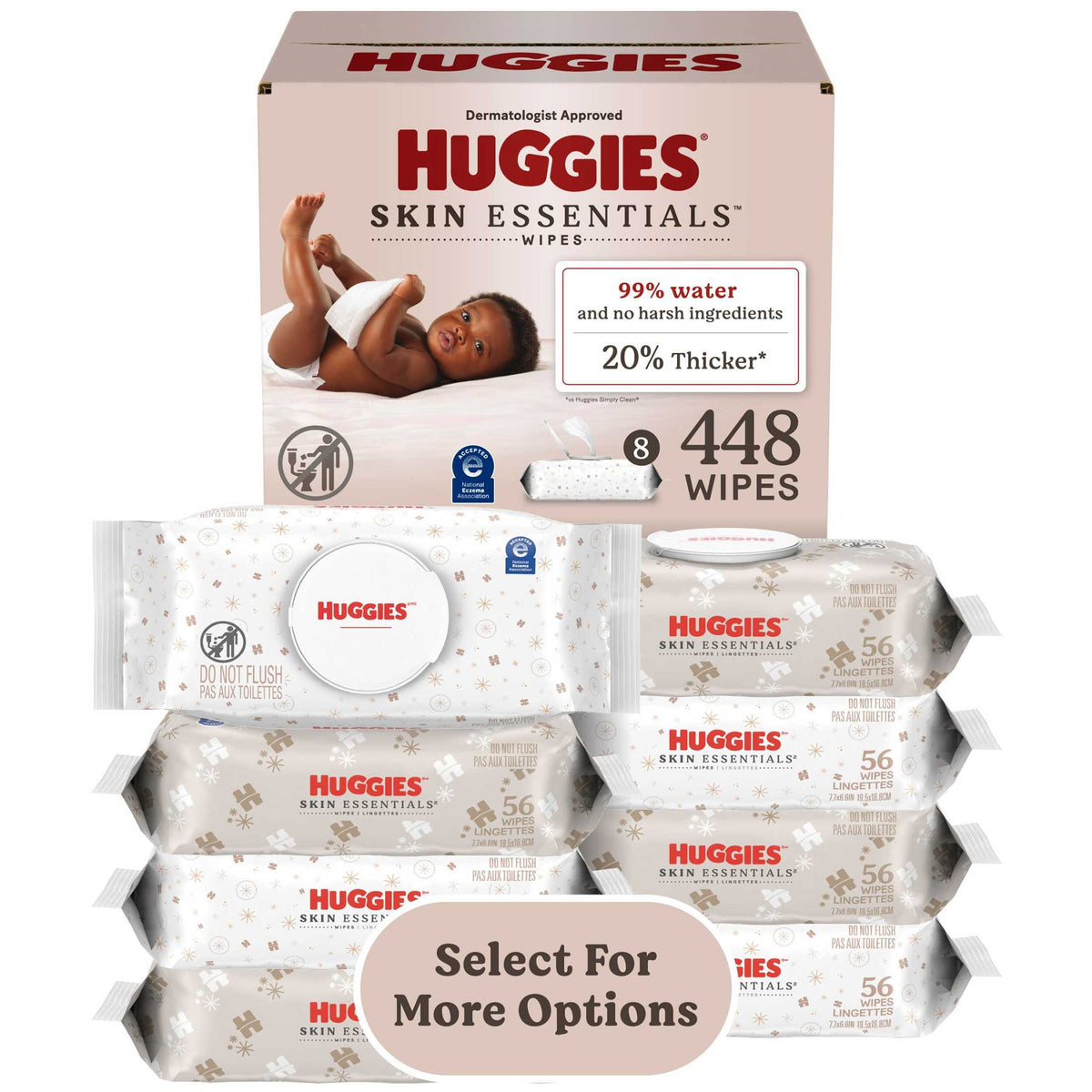 Huggies Skin Essentials Baby Wipes, 1 Pack, 56 Count (Select for More)