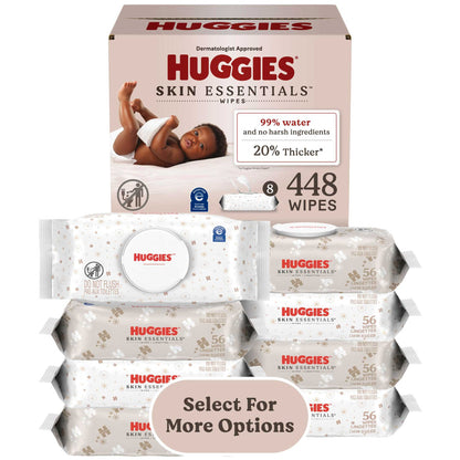 Huggies Skin Essentials Baby Wipes, 1 Pack, 56 Count (Select for More)