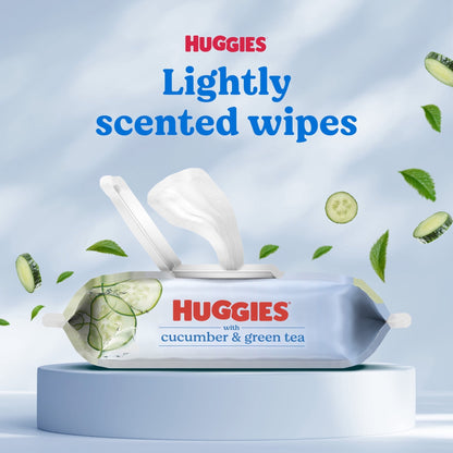 Huggies Scented Wipes with Cucumber & Green Tea, 3 Flip-Top Packs, 168 Total Count