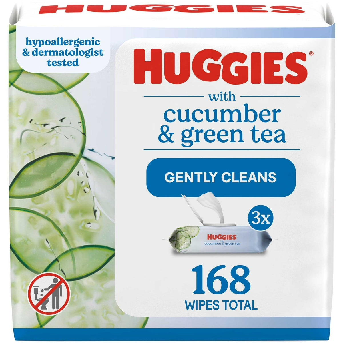Huggies Scented Wipes with Cucumber & Green Tea, 3 Flip-Top Packs, 168 Total Count