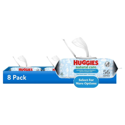 Huggies Natural Care Cucumber, Aloe and Vitamin E Baby Wipes, Scented, 1 Flip-Top Pack, 56 Total Count