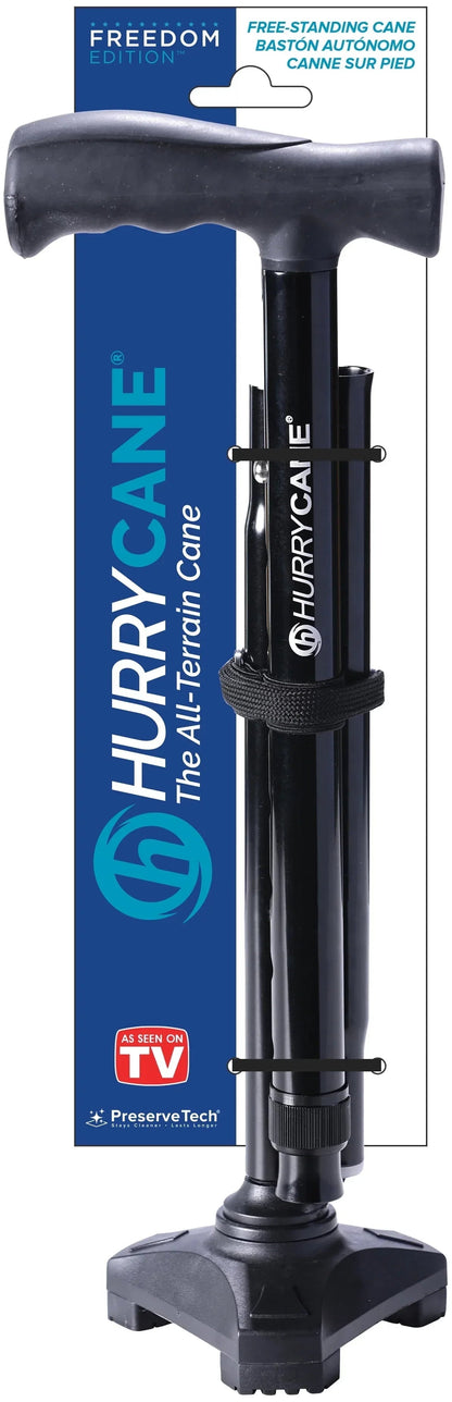 HurryCane Freedom Edition Folding Cane with T Handle, Black