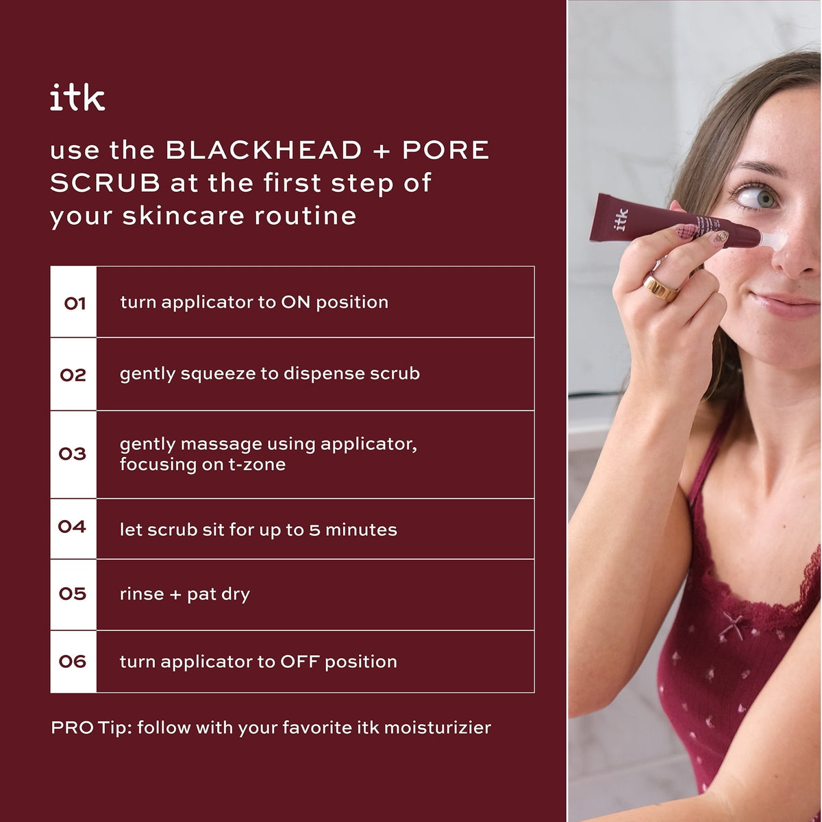 ITK Skincare Blackhead and Pore Scrub Exfoliating, Skincare Treatment with Salicylic Acid, 0.5fl oz