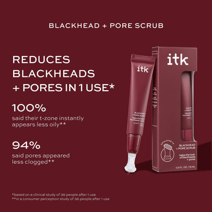 ITK Skincare Blackhead and Pore Scrub Exfoliating, Skincare Treatment with Salicylic Acid, 0.5fl oz