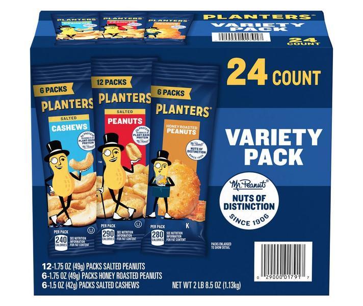 Planters Individual Nut Packs, Variety Pack, 24 ct