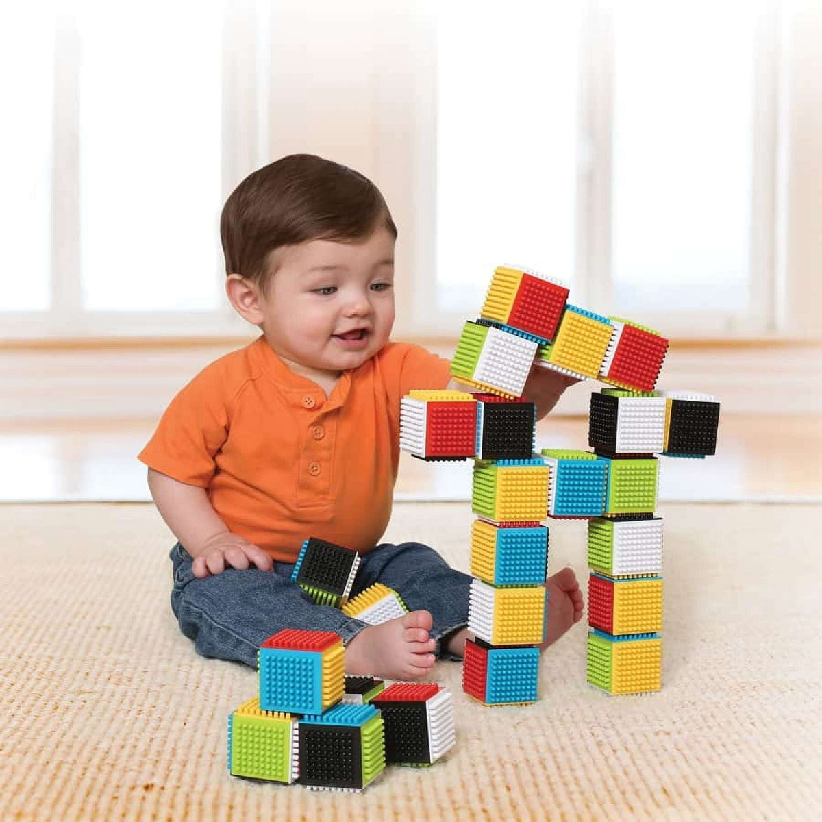 Infantino Press and Stay Stacking and Nesting Toy with Interlocking Design (24 Count)