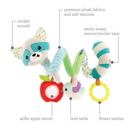 Infantino Spiral Activity Toy, Hook-on Toy, 0-12 Months, Multicolor Raccoon