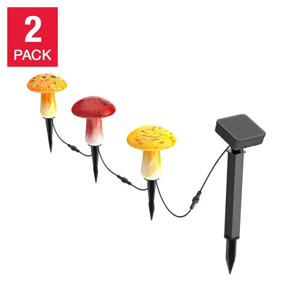 Infinity X1 Glass Solar Mushroom Landscape Lights, 2-pack