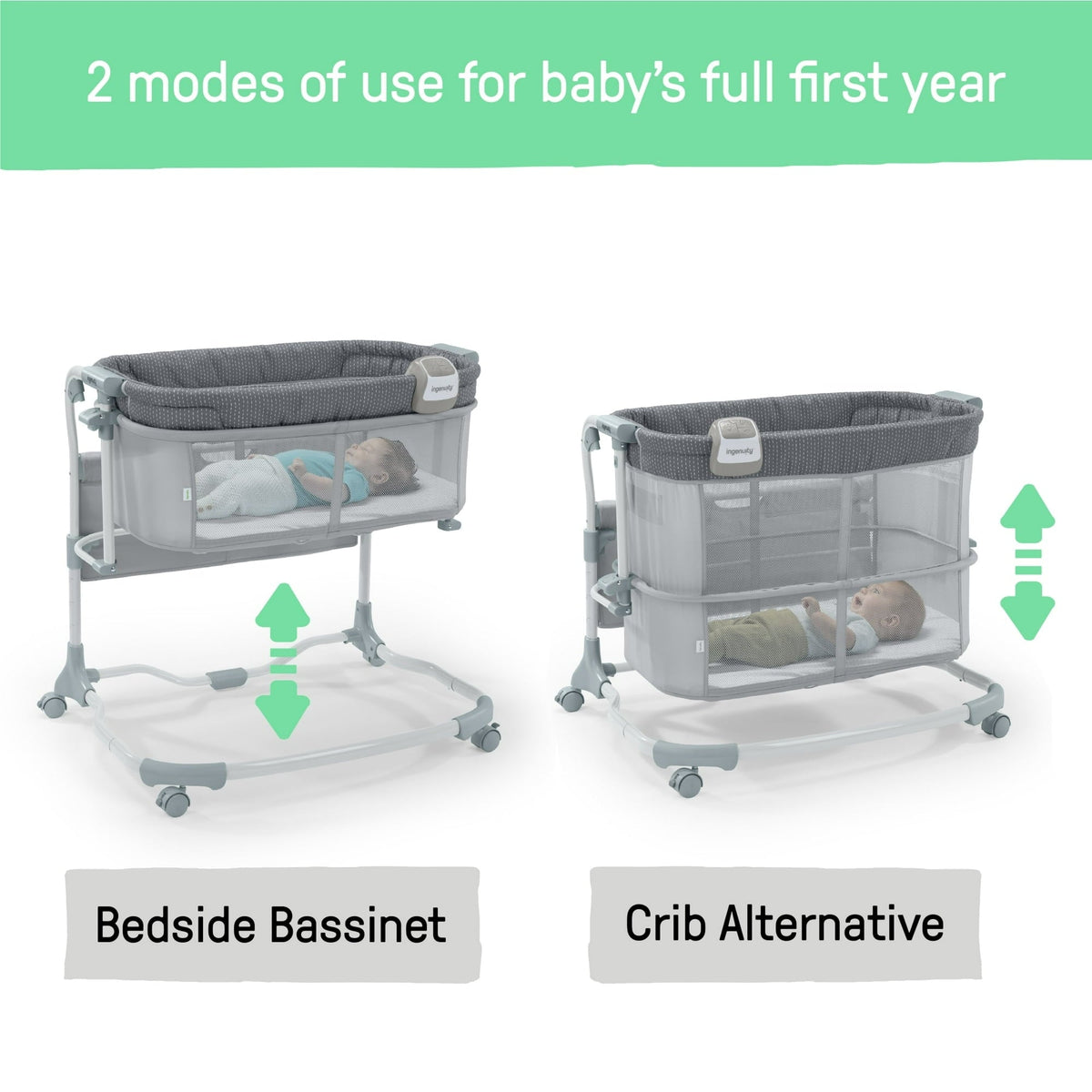 Ingenuity Dream & Grow Bedside Bassinet and Sleeper, AirLoom Handstitch Fashion, Baby Bed for Ages 0-12 Months