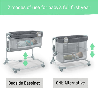 Ingenuity Dream & Grow Bedside Bassinet and Sleeper, AirLoom Handstitch Fashion, Baby Bed for Ages 0-12 Months