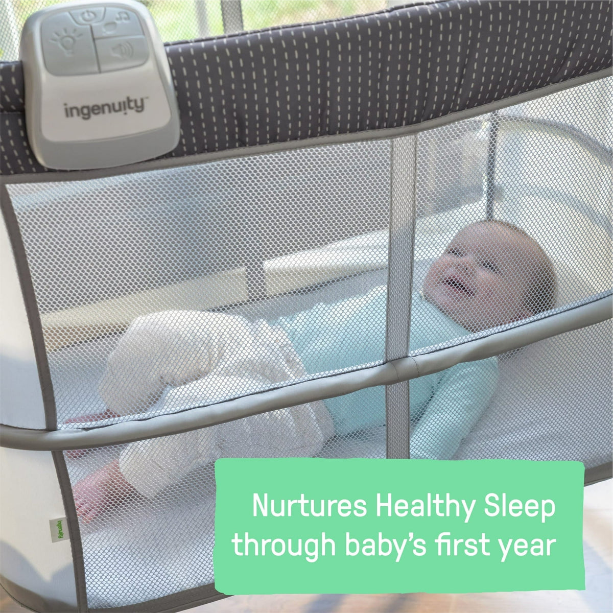 Ingenuity Dream & Grow Bedside Bassinet and Sleeper, AirLoom Handstitch Fashion, Baby Bed for Ages 0-12 Months