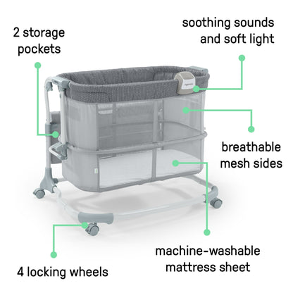 Ingenuity Dream & Grow Bedside Bassinet and Sleeper, AirLoom Handstitch Fashion, Baby Bed for Ages 0-12 Months