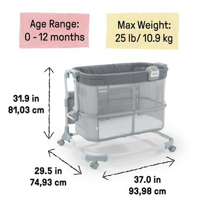 Ingenuity Dream & Grow Bedside Bassinet and Sleeper, AirLoom Handstitch Fashion, Baby Bed for Ages 0-12 Months