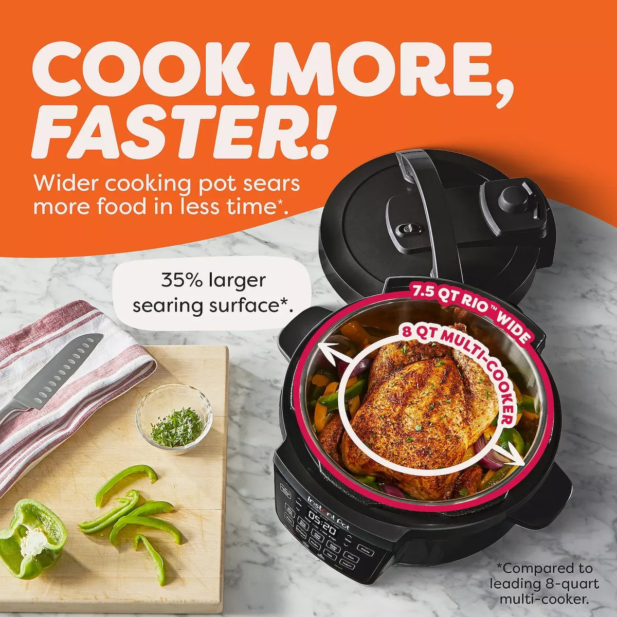 Instant Pot RIO Wide 7.5-qt. 7-in-1 Electric Multi-Cooker & Pressure Cooker