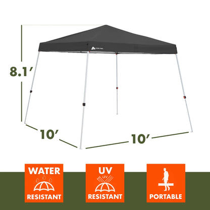 Ozark Trail 10' x 10' Instant Slant Leg Pop-up Canopy, Outdoor Shading Shelter