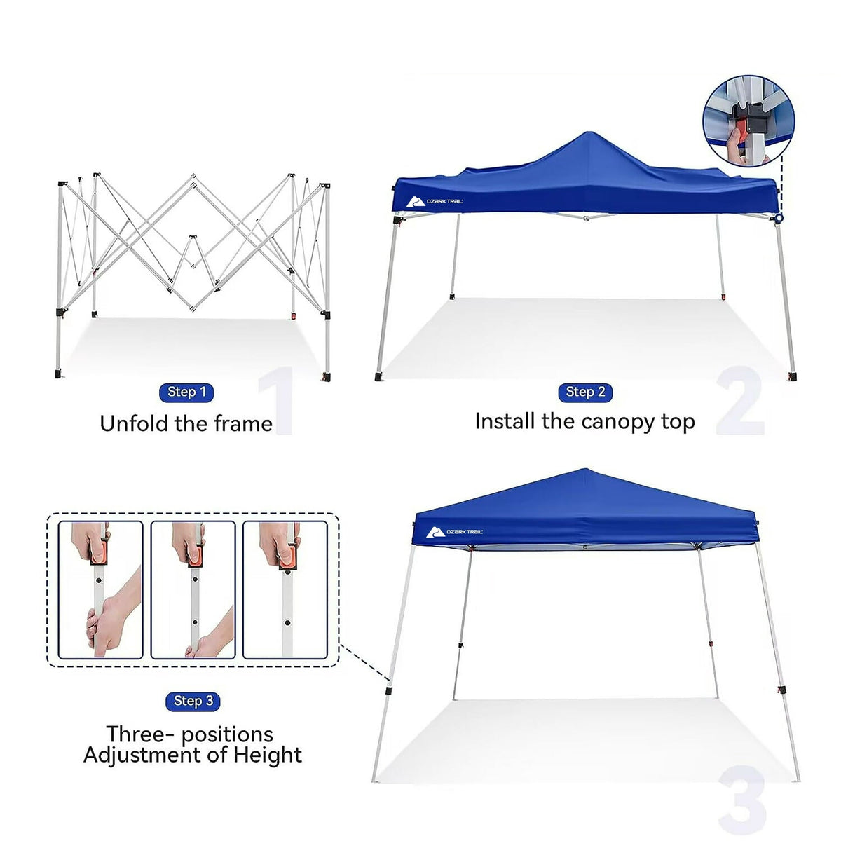 Ozark Trail 10' x 10' Instant Slant Leg Pop-up Canopy, Outdoor Shading Shelter