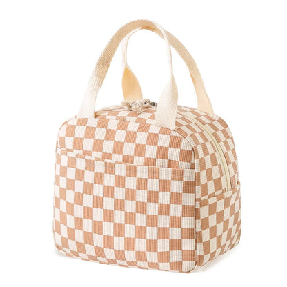 Cute Corduroy Lunch Bag for Women Men, Insulated Lunch Box Tote Bag Reusable Leakproof Bento Cooler Bag for Work Picnic Travel (Black Floral Beige)