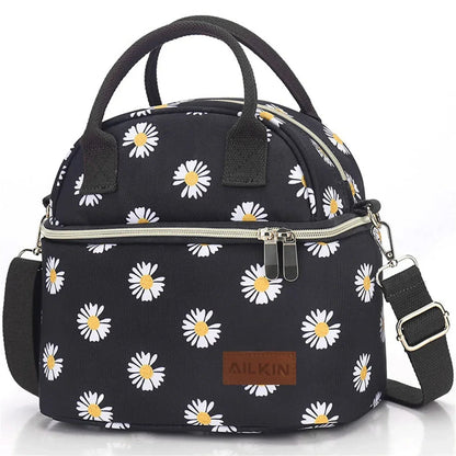 Insulated Lunch Bags for Women Men with Adjustable Shoulder Strap,AILKIN Large Lunch Box Tote Leakproof 8-12Hrs Cooler Reusable Thermal Lunch Bags for Women,Adults,School,Work,Office,Picnic,Daisy