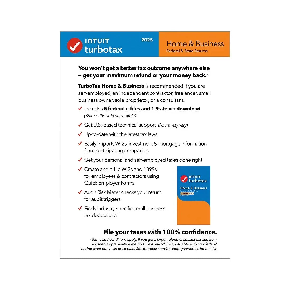 Intuit TurboTax Home & Business Fed+Efile+State 2025