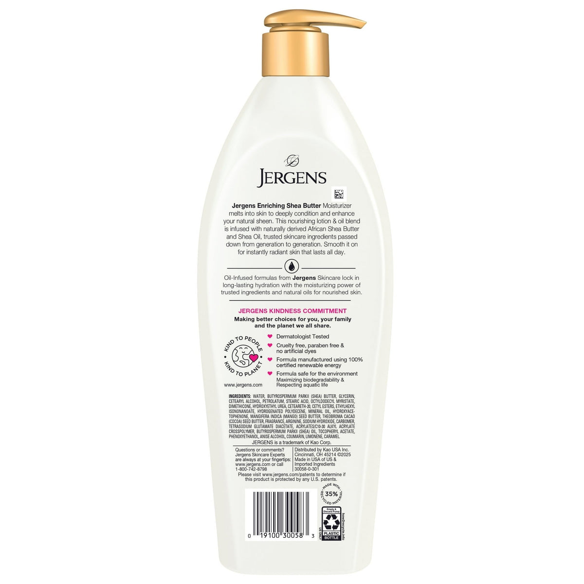 Jergens Shea Butter Hand and Body Lotion, Dry Skin Moisturizer, Dermatologist Tested