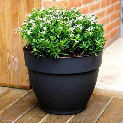Jacinto 10 inch Black Recycled Plastic Planter with Drain Hole