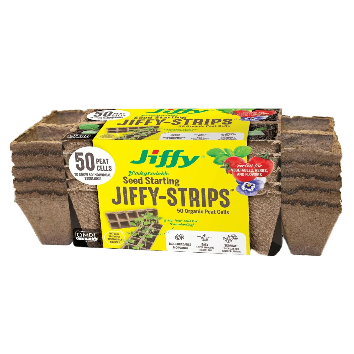 Jiffy-Strips Biodegradable Seed Starting Peat Strip (50 Pots), Has Drainage