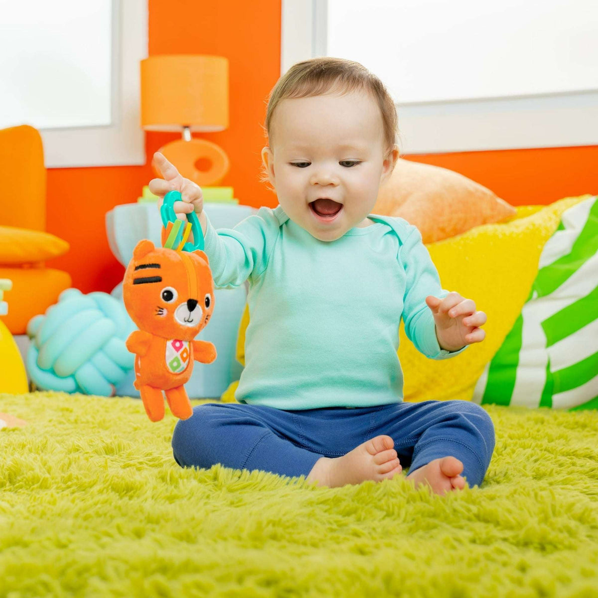 Jingle Joy Reach & Rattle Baby Toy for Stroller - Tiger - Unisex, Newborn +