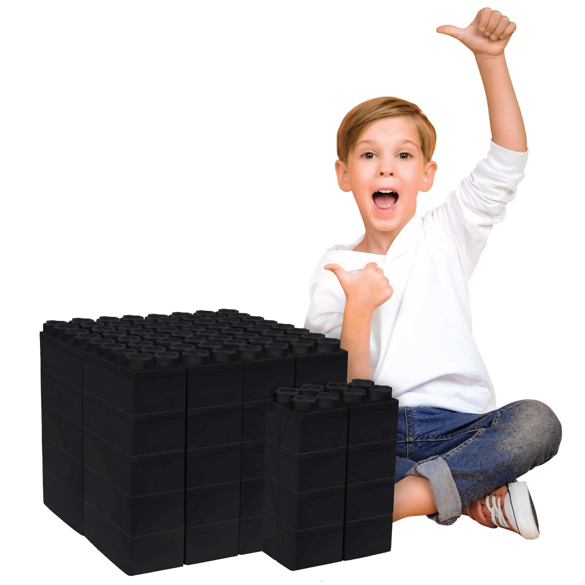 Jumbo Building Blocks - Black 48 pc Set for Kids Ages 3-8 for Indoor & Outdoor Play
