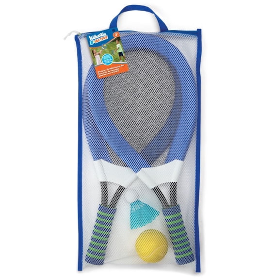 Kidoozie B*Active Backyard Jumbo Racket Set – Outdoor Sports Game with 2-21" soft Rackets, soft tennis ball, giant shuttlecock, & zippered storage Bag – Ages 3 Years+