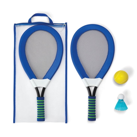 Kidoozie B*Active Backyard Jumbo Racket Set – Outdoor Sports Game with 2-21" soft Rackets, soft tennis ball, giant shuttlecock, & zippered storage Bag – Ages 3 Years+
