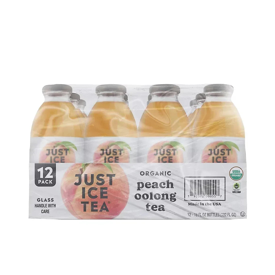 Just Ice Tea Organic Peach Oolong Tea, Bottles, 12 pk./16 fl. oz.