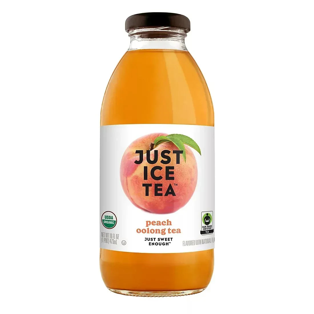 Just Ice Tea Organic Peach Oolong Tea, Bottles, 12 pk./16 fl. oz.