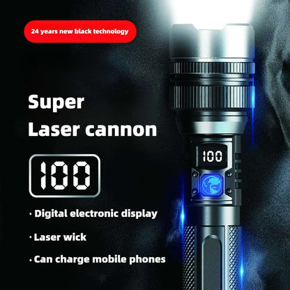 Juyafio Powerful Flashlight 150000 Lumens,USB Rechargeable Waterproof,Super Bright XHP70.2 Handheld Flashlight,Zoomable Torch for Hiking Hunting Camping