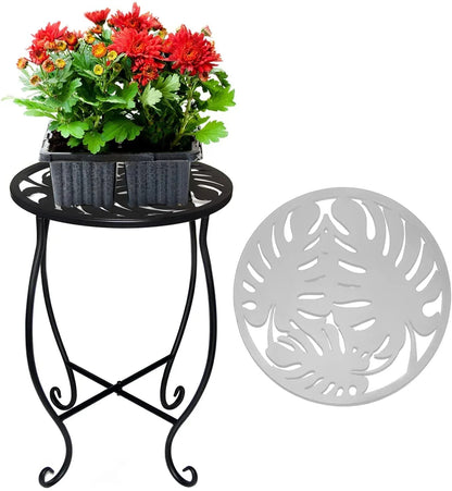 KABB 15'' Tall Plant Stand for Flower Pot Set of 1, Round Metal Plant Stand Indoor, Decorative Black Flower Pot Stand Plant Table