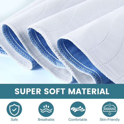 KEKOY 3 Pack Washable Bed Pads for Incontinence Reusable, 4 Layer Waterproof Absorbent Incontinence Bed Pads, Pee Pads for Adults, Dogs, Pets, 18*24"