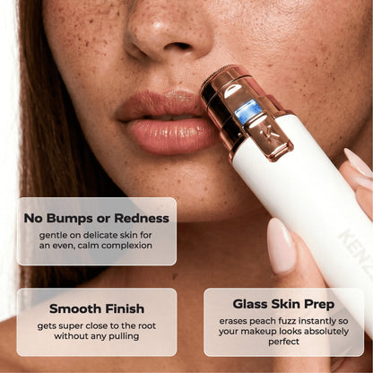 KENZZI 2-in-1 Rechargeable Facial Hair Remover and Eyebrow Shaver for Women, White and Rose Gold