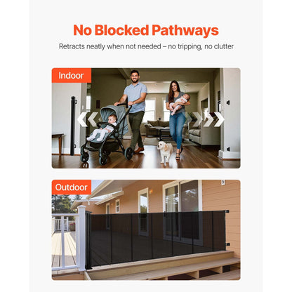 KFFKFF Retractable Safety Gate,Reinforced Fiberglass Design,Adjustable Mesh Barrier for Babies & Pets,Width up to 120 inches,38.5 inches High