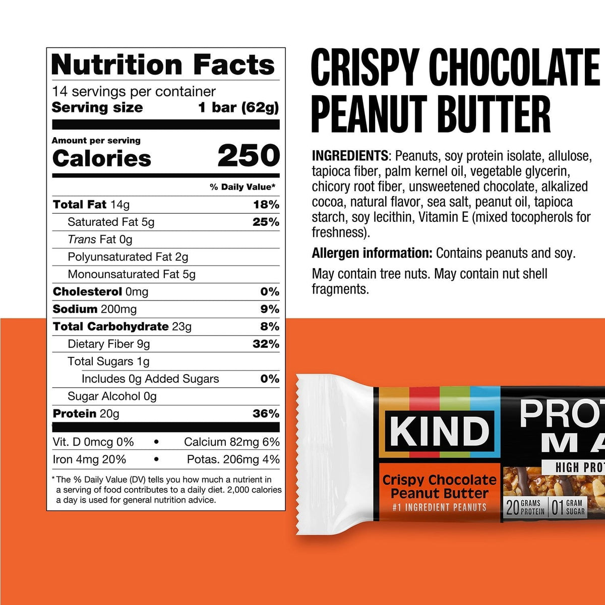 KIND Max Crispy Protein Bars, Chocolate Peanut Butter, 14 ct.