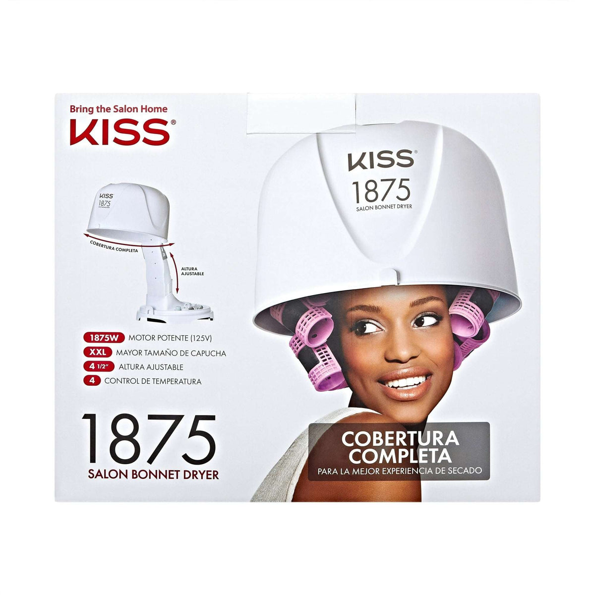Kiss 1875W Salon Bonnet Portable Hair Dryer, Adjustable Height, 4 Heat Settings, 1 Piece