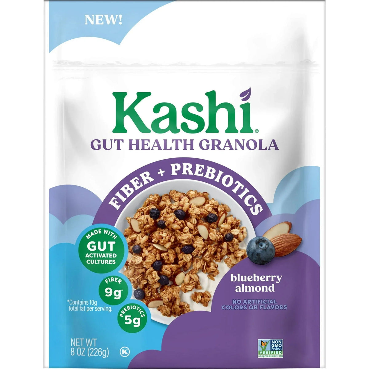 Kashi Gut Health Blueberry Almond Granola, Prebiotics and High Fiber, Whole Grain, 8 oz
