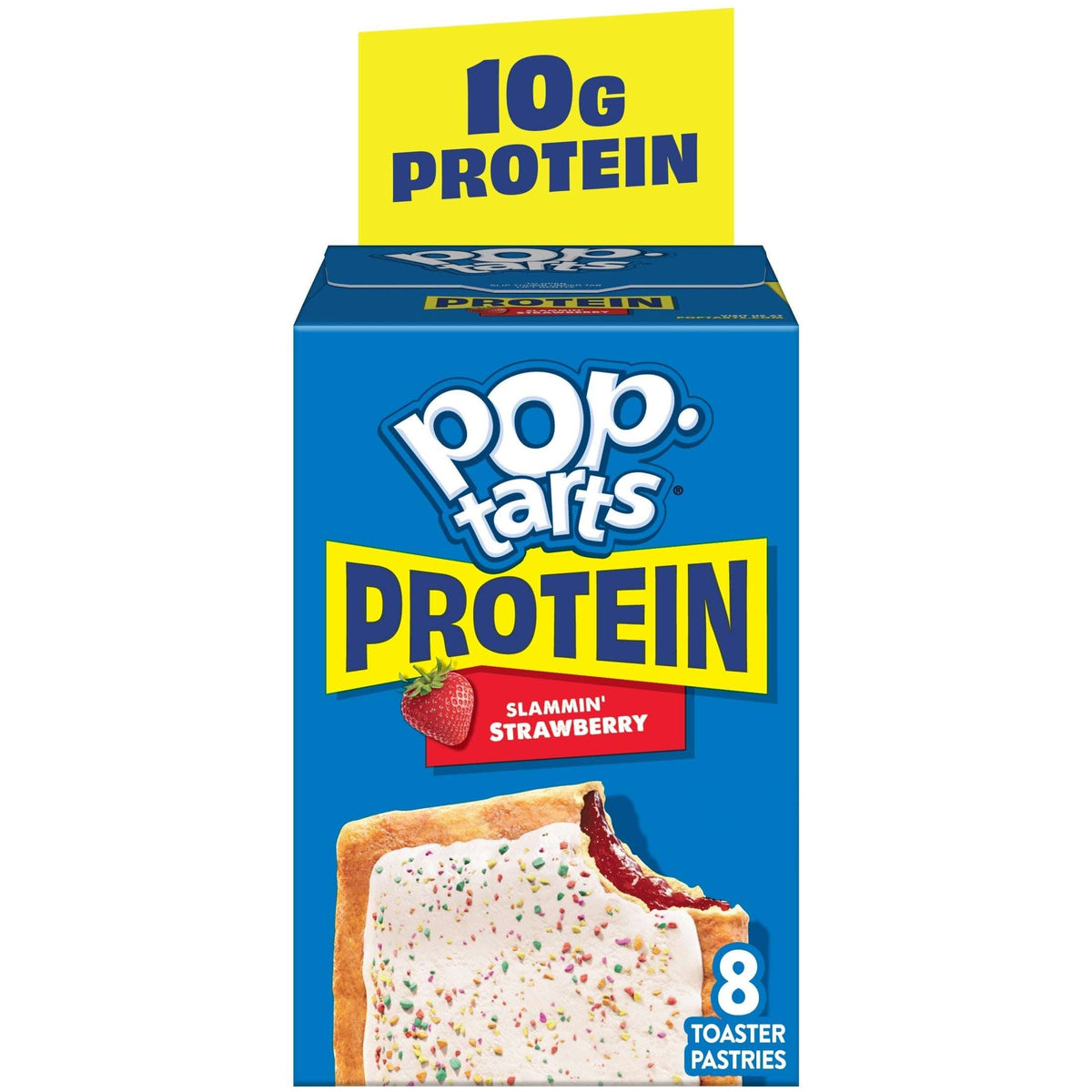 Pop-Tarts Protein Slammin' Strawberry Toaster Pastries, 10g Protein, Shelf-Stable, 14.3 oz (8 Count)