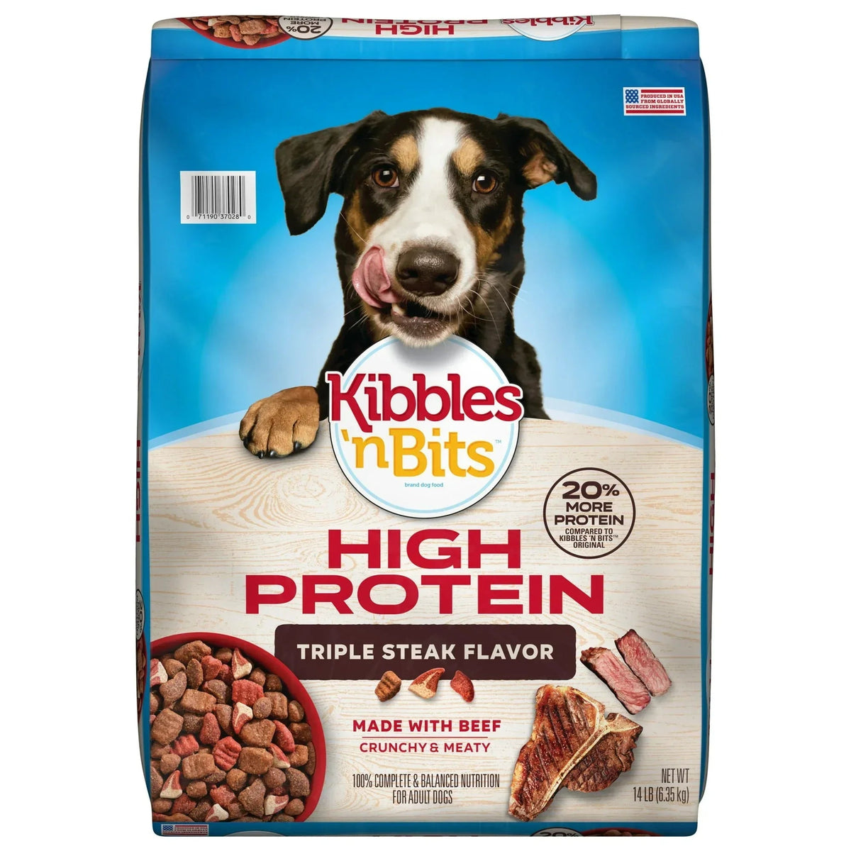 Kibbles 'n Bits Triple Steak Flavor Dry High Protein Dog Food