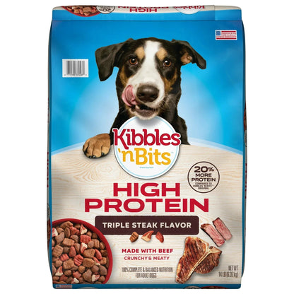 Kibbles 'n Bits Triple Steak Flavor Dry High Protein Dog Food