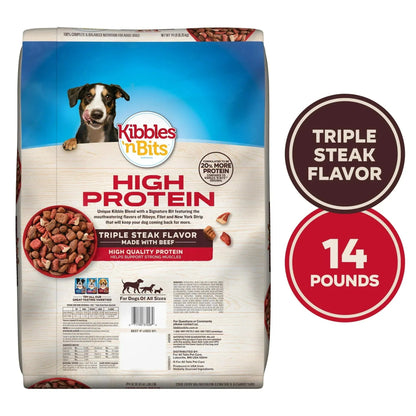 Kibbles 'n Bits Triple Steak Flavor Dry High Protein Dog Food