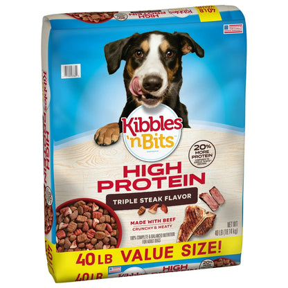 Kibbles 'n Bits Triple Steak Flavor Dry High Protein Dog Food