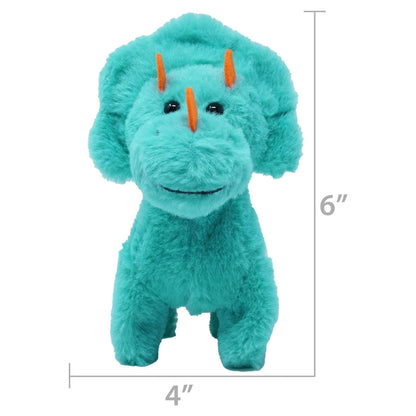 Kid Connection Miniature Electronic Walking Pet Teal Triceratops, 6in Height, Toddler Plush Toys