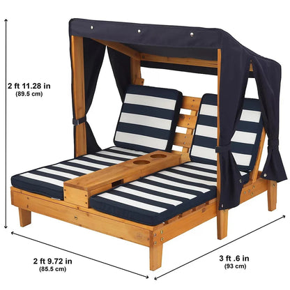 KidKraft Double Chaise Lounge with Canopy and Cupholder